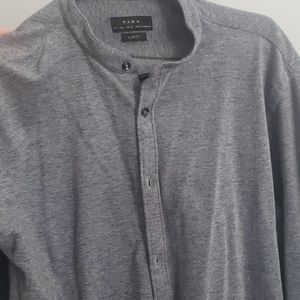 Zara no collar dress shirt